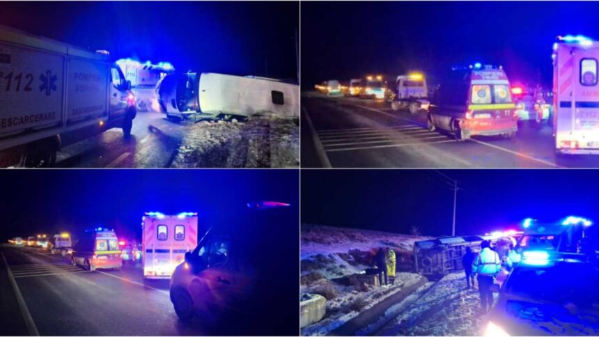 alerta in judetul suceava un microbuz cu 11 persoane s a rasturnat pe sosea foto 696b4159c334e